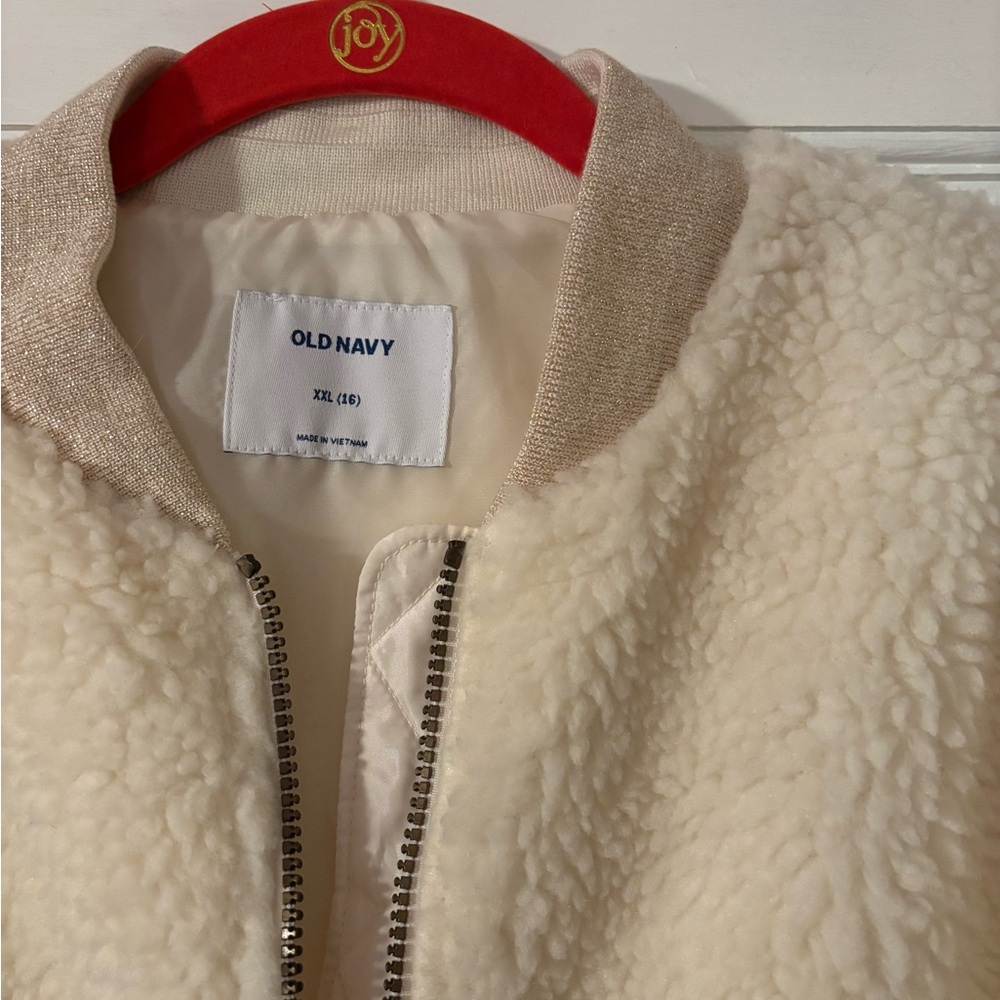 XXL (16) Old Navy Cozy Cream Bomber Jacket